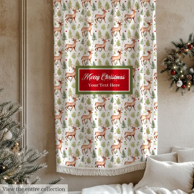 Färg renar av minimalistisk neutralt jul fleecefilt (Minimalist neutral colors reindeers Christmas Fleece Blanket)