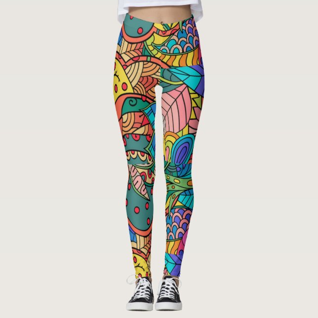 Färg Retro 1960-tal, Psykoldelic Leggings (Framsida)