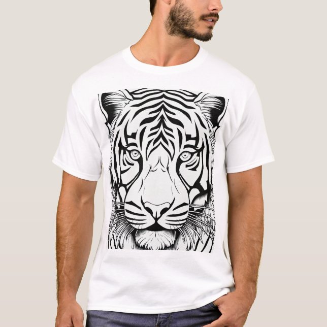 Färg & Roar: Kids tigerfärgning T-Shirt (Framsida)