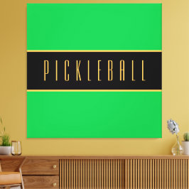 Färg Roligt Bright Grönt Black PICKLEBALL Rand Canvastryck