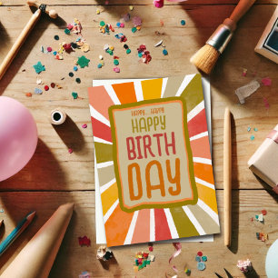 Färg Roligt Cheerful Grattis på födelsedagen Enkel Tack Kort