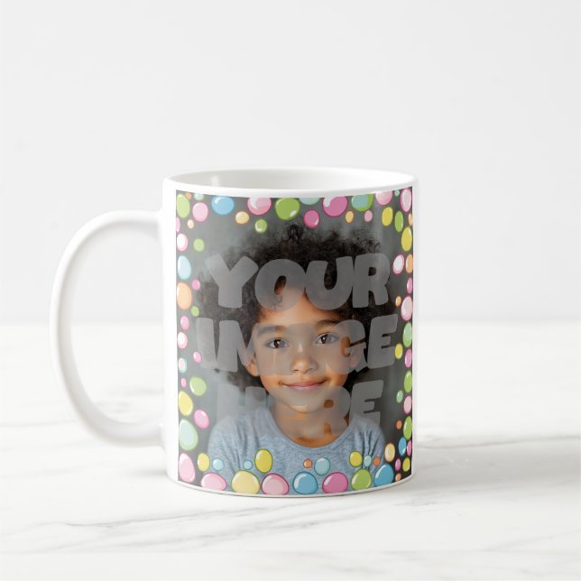 Färg Roligt Pastel Bubble Ram Gräns för foton Kaffemugg (Vänster)