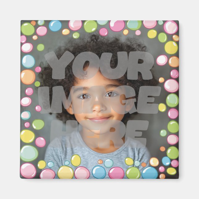 Färg Roligt Pastel Bubble Ram Gräns för foton Magnet (Framsidan)