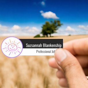 Färg Roligt Sol Ansikte Small Business Stil design Namnbricka