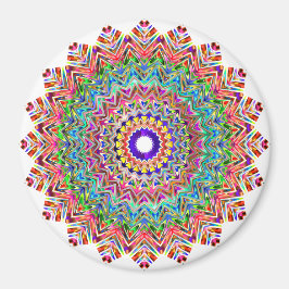 Färg Rosa Feather Mandala Boho Circle Magnet