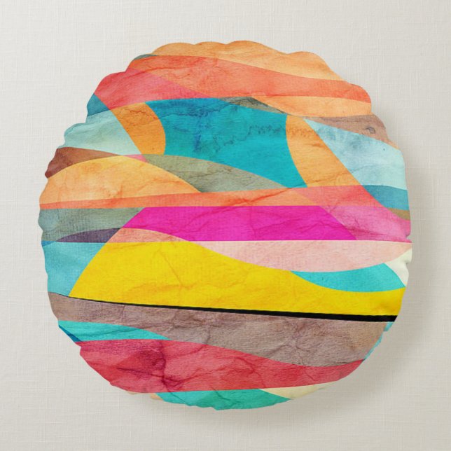 Färg Rund Kudde (Framsidan)