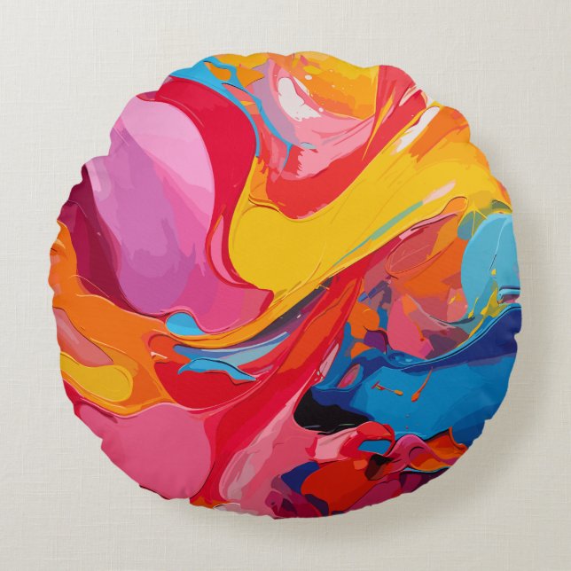 Färg Rund Kudde (Framsidan)