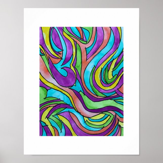 Färg Rythm-Psychedelisk Abstrakt Akvarellkonst Poster (Framsidan)
