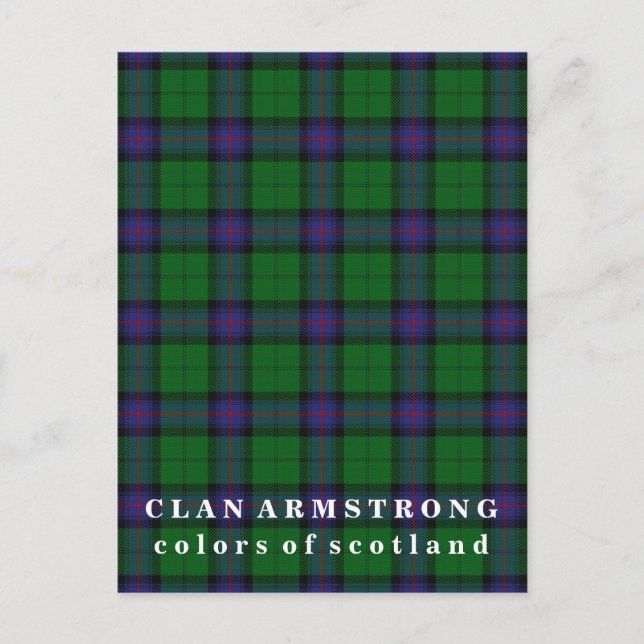 Färg Scotland Klan Armstrong Tartan Vykort (Framsida)