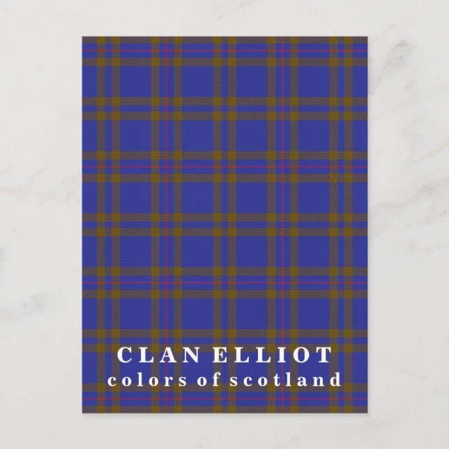 Färg Scotland Klan Elliot Tartan Vykort (Framsida)