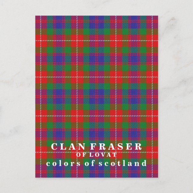 Färg Scotland Klan Fraser of Lovat Tartan Vykort (Framsida)