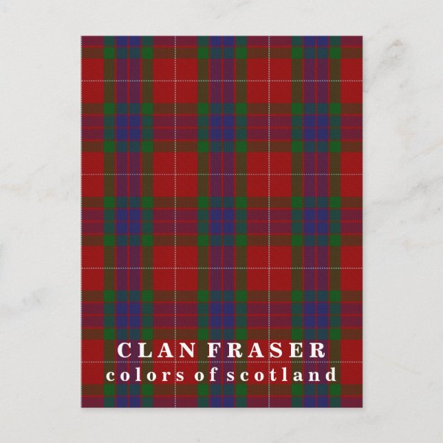 Färg Scotland Klan Fraser Tartan Vykort (Framsida)