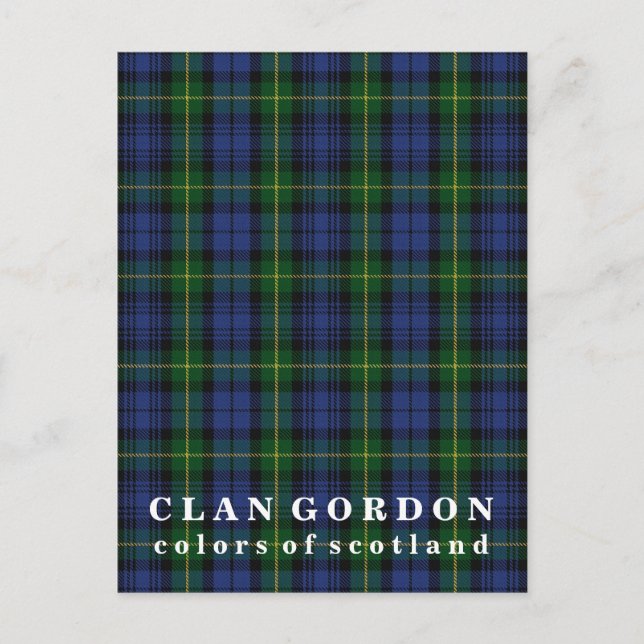 Färg Scotland Klan Gordon Tartan Vykort (Framsida)