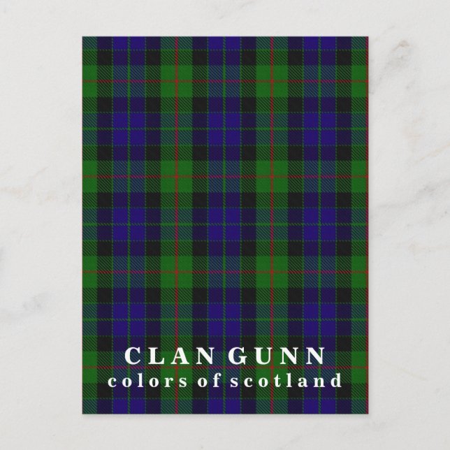 Färg Scotland Klan Gunn Tartan Vykort (Framsida)