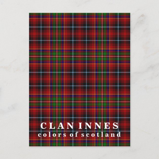 Färg Scotland Klan Innes Tartan Vykort (Framsida)