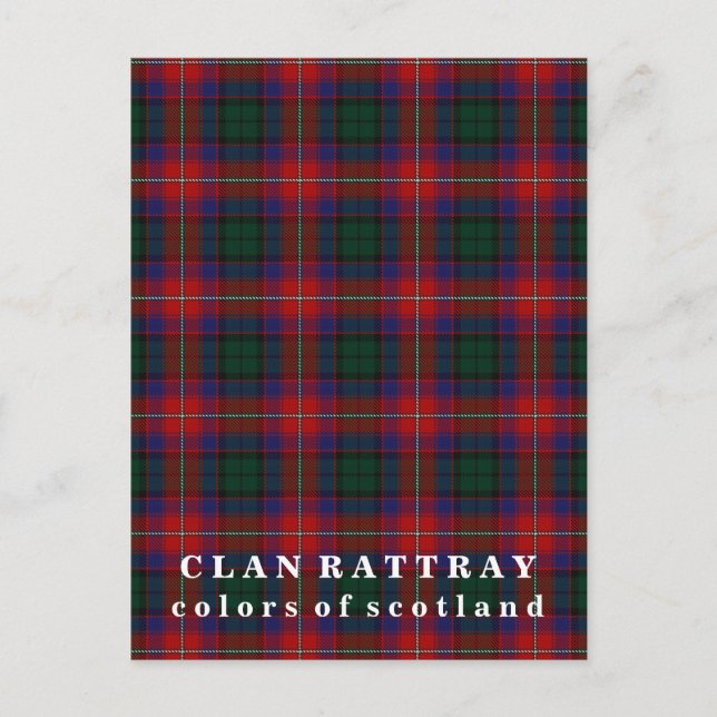 Färg Scotland Klan Rattray Tartan Vykort (Framsida)