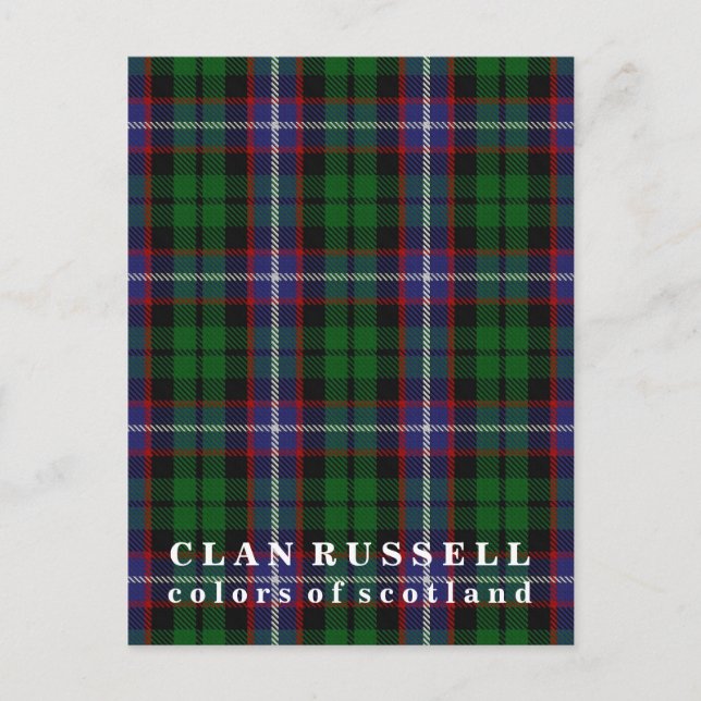 Färg Scotland Klan Russell Tartan Vykort (Framsida)
