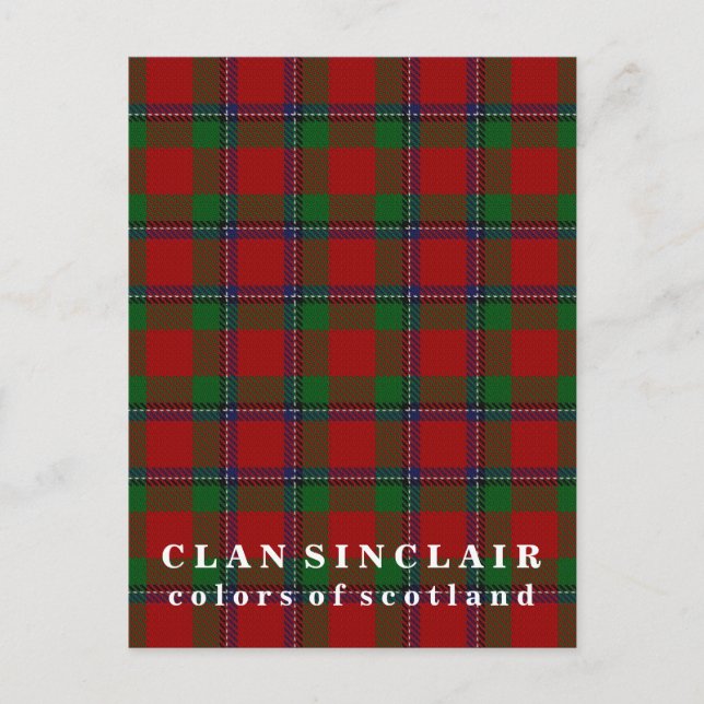 Färg Scotland Klan Sinclair Tartan Vykort (Framsida)