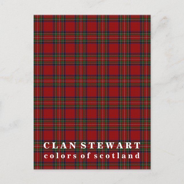 Färg Scotland Klan Stewart Tartan Vykort (Framsida)