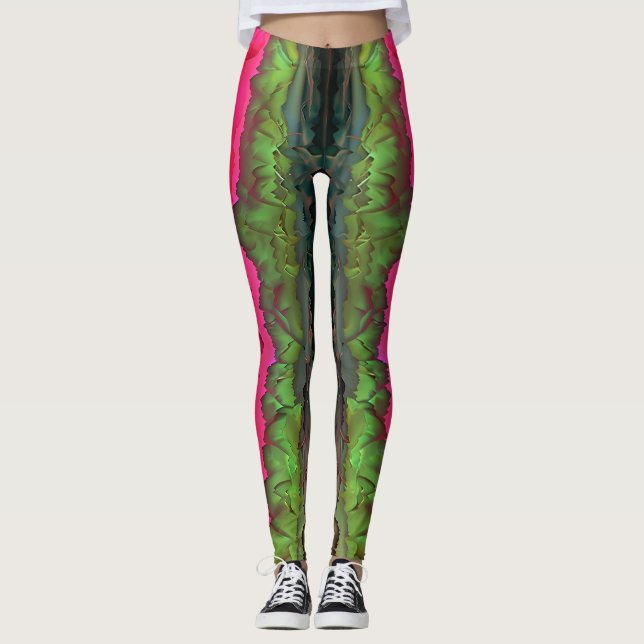 "Färg Sergranat" Colorful Abstrakt Art Leggings (Framsida)