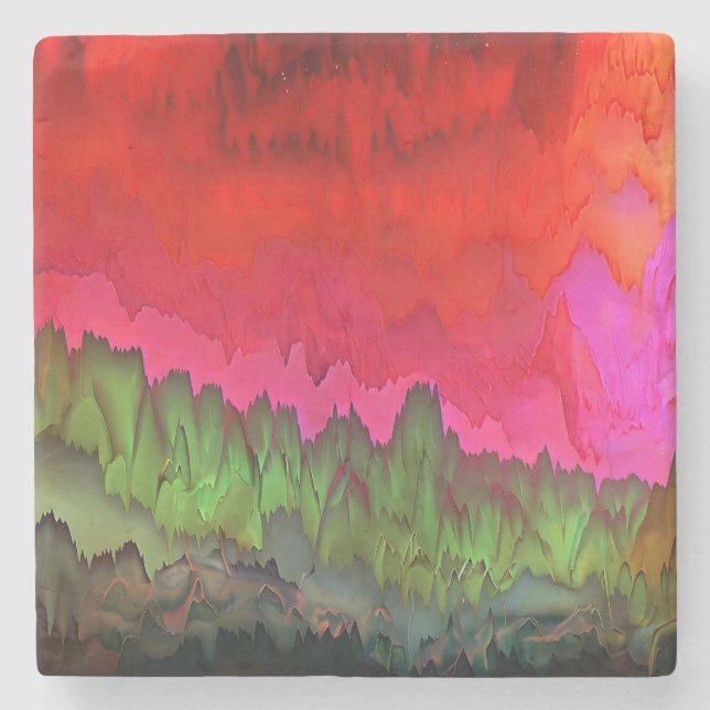 "Färg Sergranat" Colorful Abstrakt Art Stenunderlägg (Framsidan)