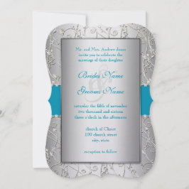 Färg Silver Swirl Bröllop Inbjudningar