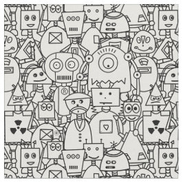 Färg själv Cute-robotar på vitt Tyg