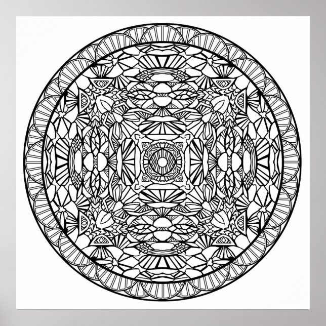 Färg själv Mandala Poster Abstrakt Shapes Art (Framsidan)