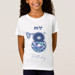 Färg Sjöjungfru Skalar små flickor 8:e födelsedag T Shirt