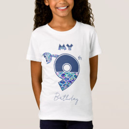 Färg Sjöjungfru Skalar små flickor 9:e födelsedag T Shirt