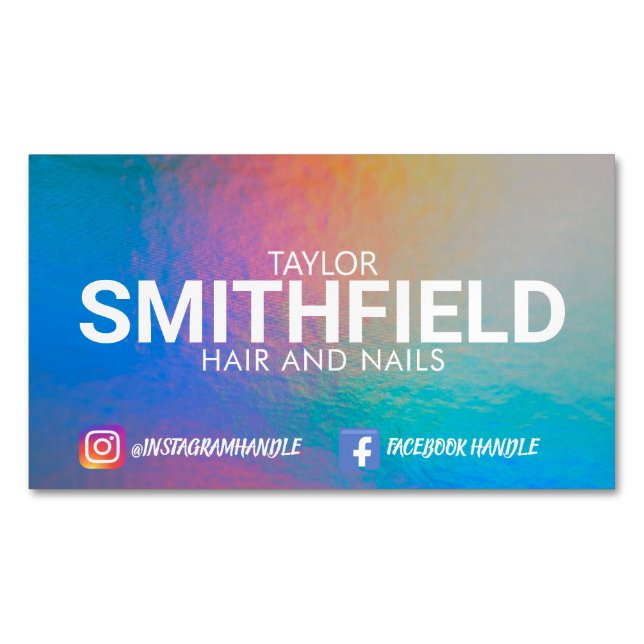 Färg skifttangenten Neon Light Holographic, Trendi Magnetiska Visitkort (Framsida)