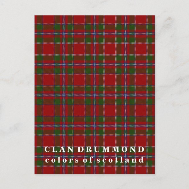 Färg Skottlands Klan Drummond Tartan Vykort (Framsida)