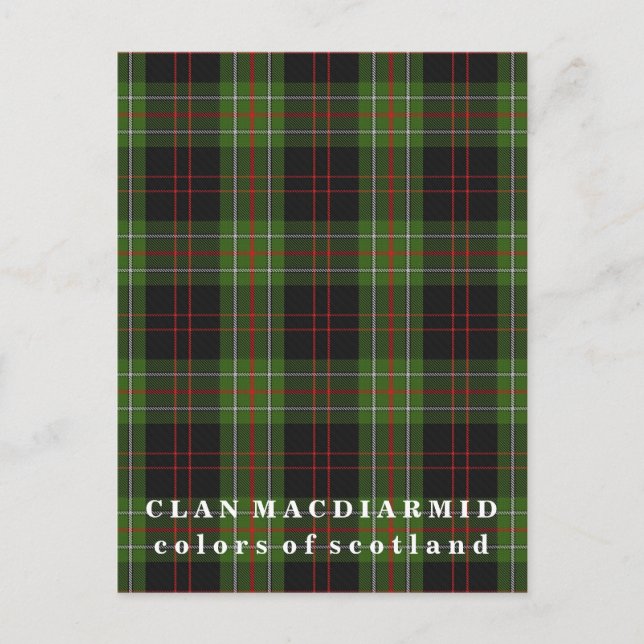 Färg Skottlands Klan MacDiarmid Tartan Vykort (Framsida)