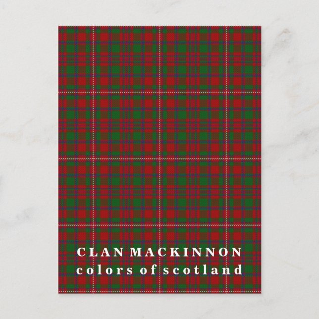 Färg Skottlands Klan MacKinnon Tartan Vykort (Framsida)