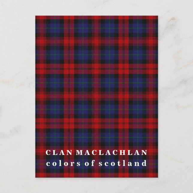Färg Skottlands Klan MacLachlan Tartan Vykort (Framsida)