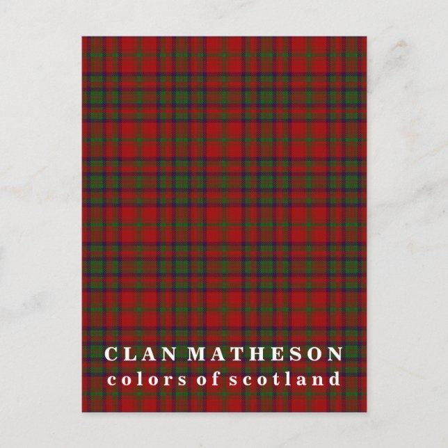 Färg Skottlands Klan Matheson Tartan Vykort (Framsida)