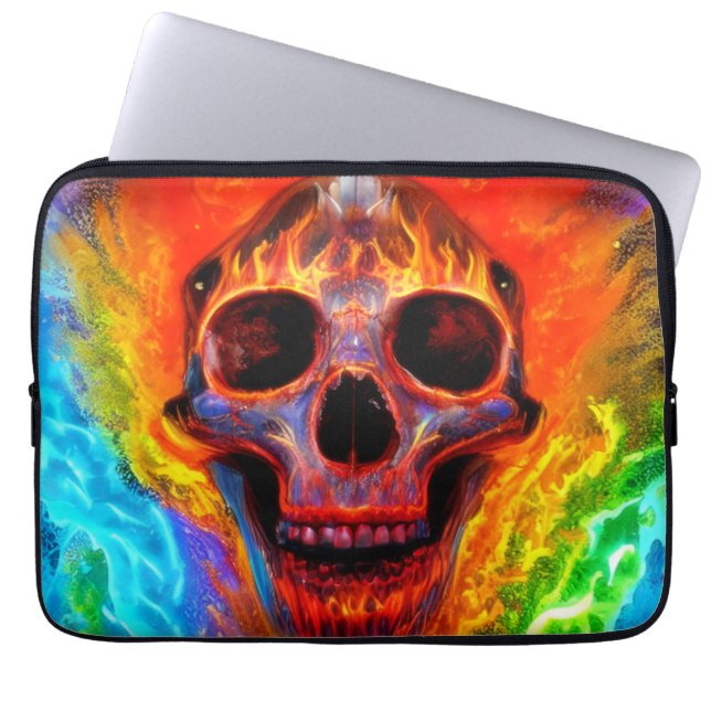 Färg Skull Laptop Fodral (Framsidan)