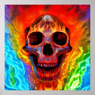 Färg Skull Poster