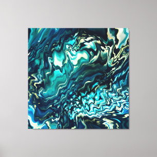 Färg som strömmar vinkara Aqua Black, Emerald Canvastryck