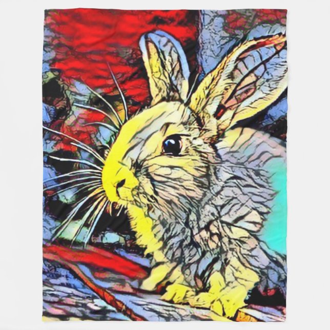 färg sparkar bunny fleecefilt (Framsidan)