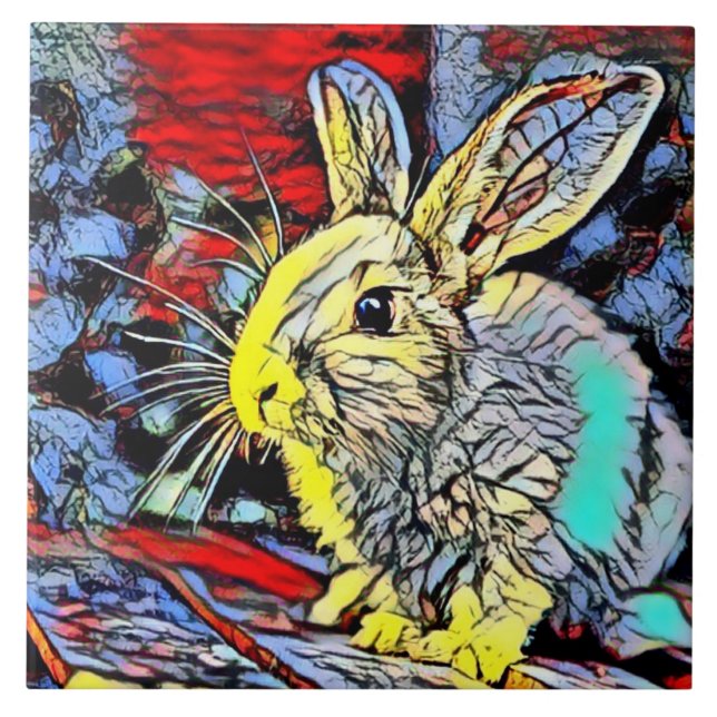 färg sparkar bunny kakelplatta (Framsidan)