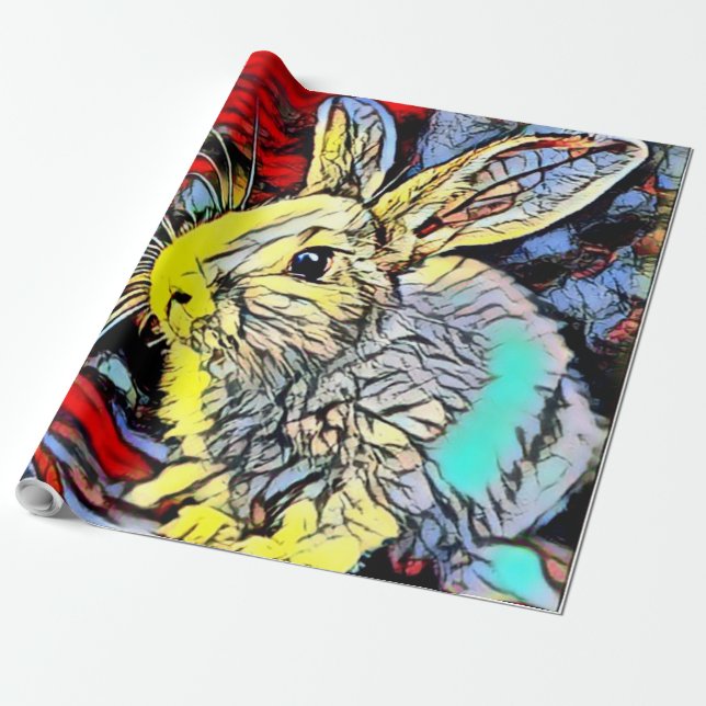 färg sparkar bunny presentpapper (Utrullad)