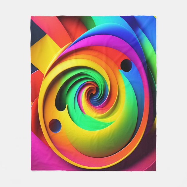 Färg Spiral-färgfull 3D-Abstrakt Geometrisk Fleecefilt (Framsidan)