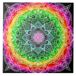 Färg sprängde Rainbow Prism Mandala Kakelplatta