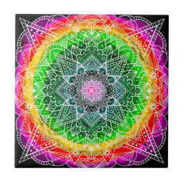 Färg sprängde Rainbow Prism Mandala Kakelplatta