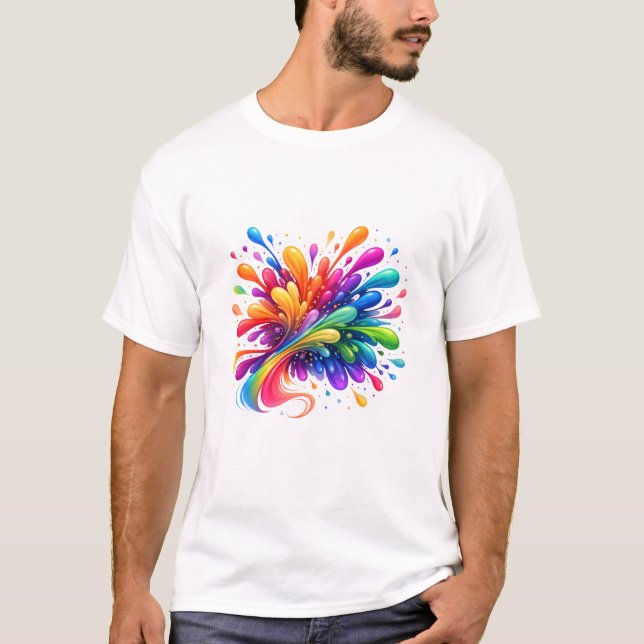 Färg Sprut Abstrakt Konst Present T-Shirt | Färgri (Framsida)