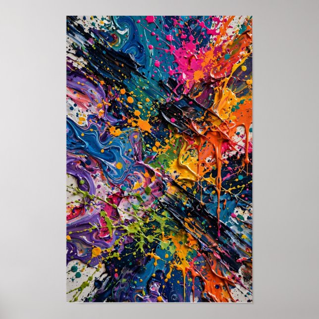 Färg Sprut Kaos Abstrakt Konst Poster (Framsidan)