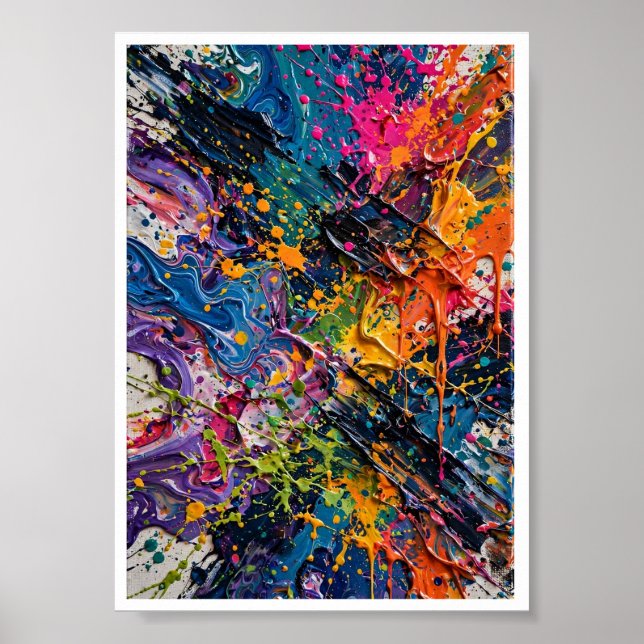 Färg Sprut Kaos Abstrakt Konst Poster (Framsidan)