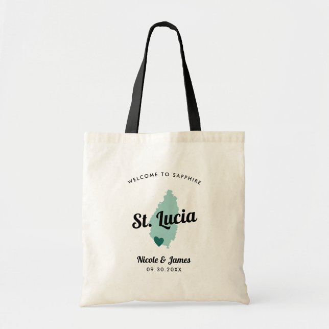 Färg St. Lucia Bröllop Welcome Tote Bag Tygkasse (Framsidan)