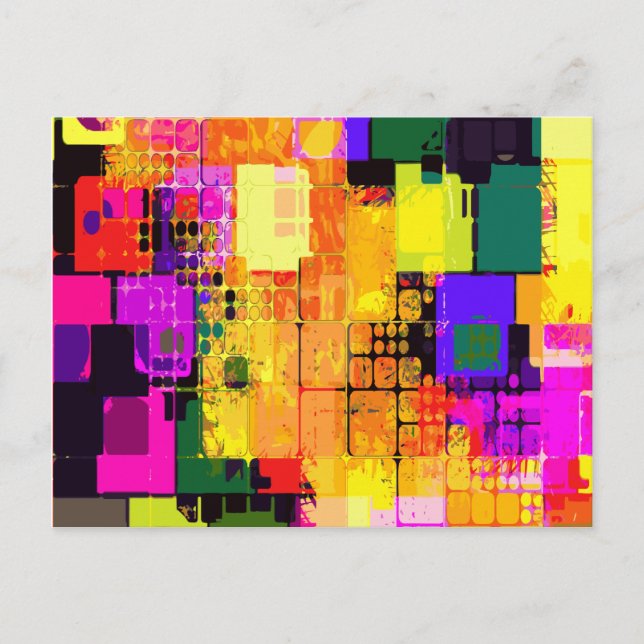 Färg Stänk Abstrakt Art Geometric Mönster Vykort (Framsida)
